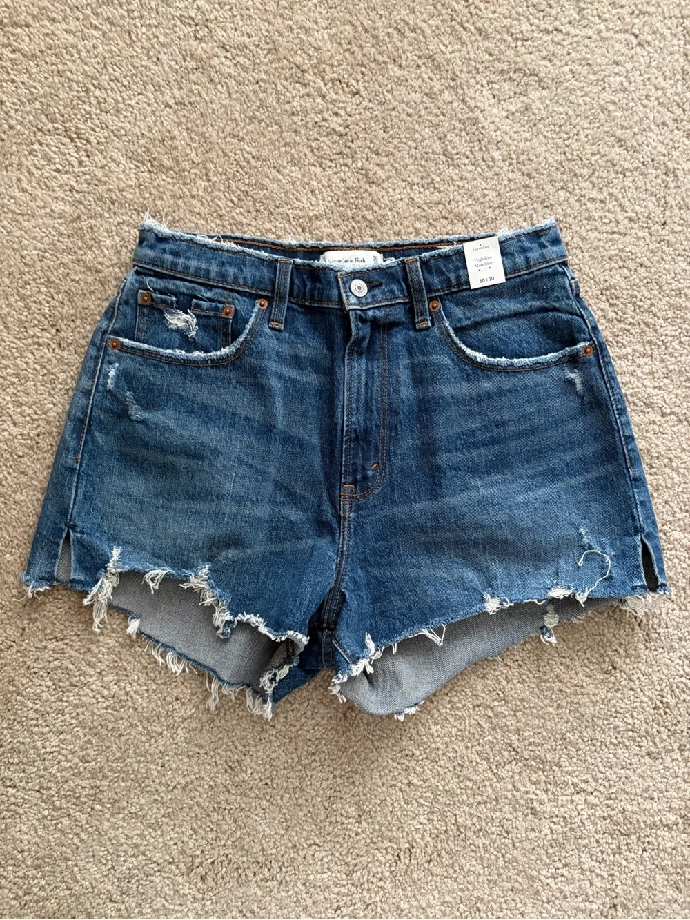 Abercrombie and fitch blue distress Raw Hem Distressed Denim Shorts 30(10) NWT